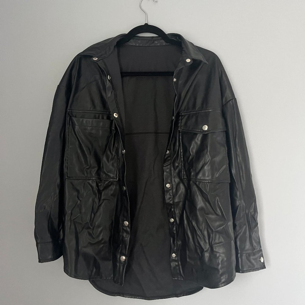 Black Oversized Leather Jacket